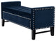 Grace Velvet Button Tufted With Silver Nailhead Trim Storage Bench, Navy