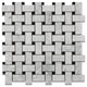 Carrara White Marble Honed Basketweave  Mosaic Tile w/ Black Dots