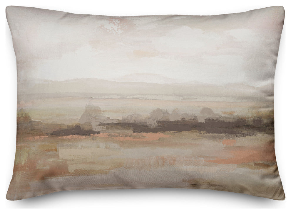 Peachy Abstract Landscape Pillow 14x20 Spun Poly Pillow