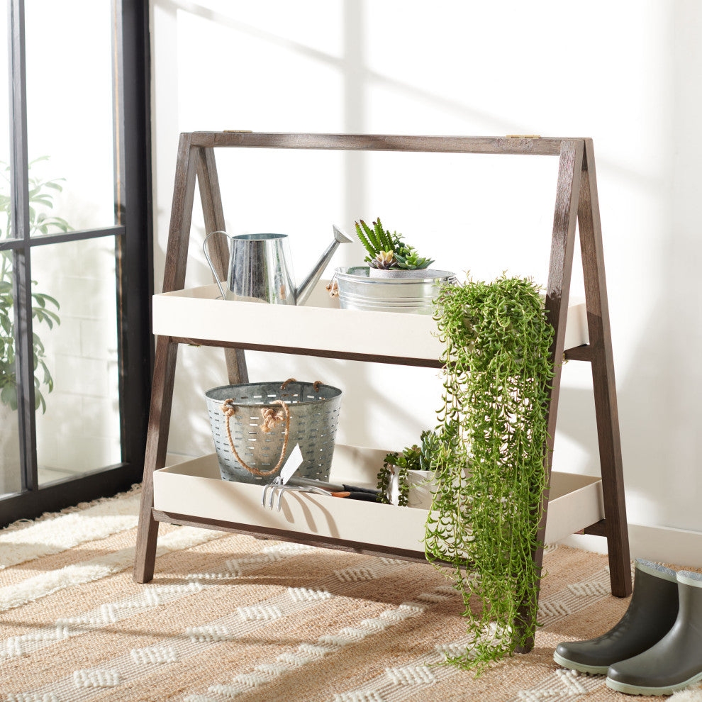 Safavieh Danser Patio Shelf, Dark Walnut/Beige