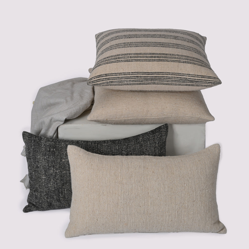 Natural Harmony Nettlesolid Pillow, Black, 24"x14"