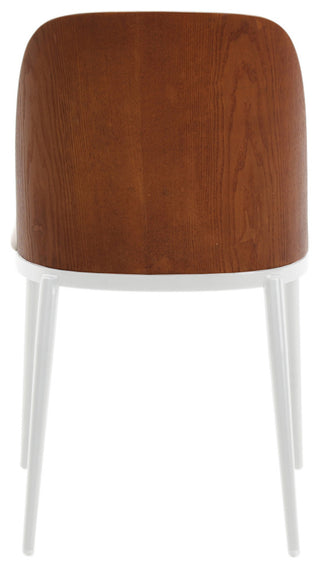 LeisureMod Tule Dining Chair with White Frame Set of 2, Walnut/Beige