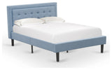 2Pc Platform Full Size Bedroom Set, 1 Bed, Bedroom Nightstand, Denim Blue