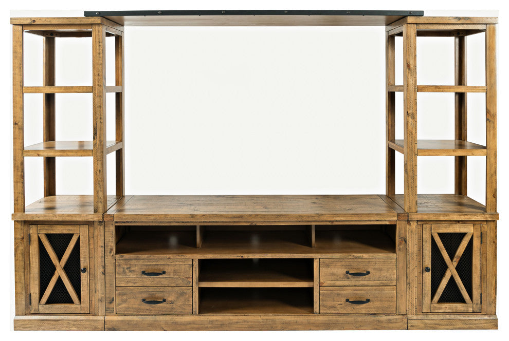 Telluride Rustic Pine Entertainment Center With 70" TV Console