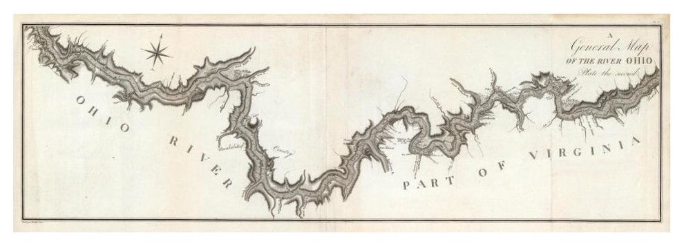 "A General Map of the River Ohio, Plate 2, 1796" Paper Art, 42"x15"