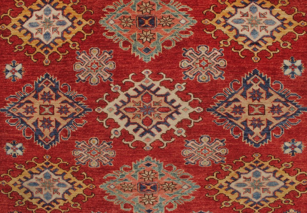Super Kazak Quandi Red/Ivory Rug, 6'4x9'7