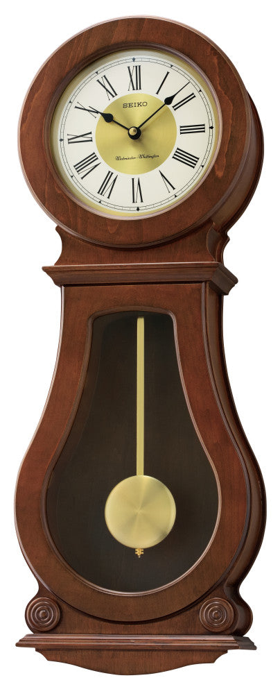 Seiko Clocks, Circular and Classic Wall Clock With Pendulum and Chime