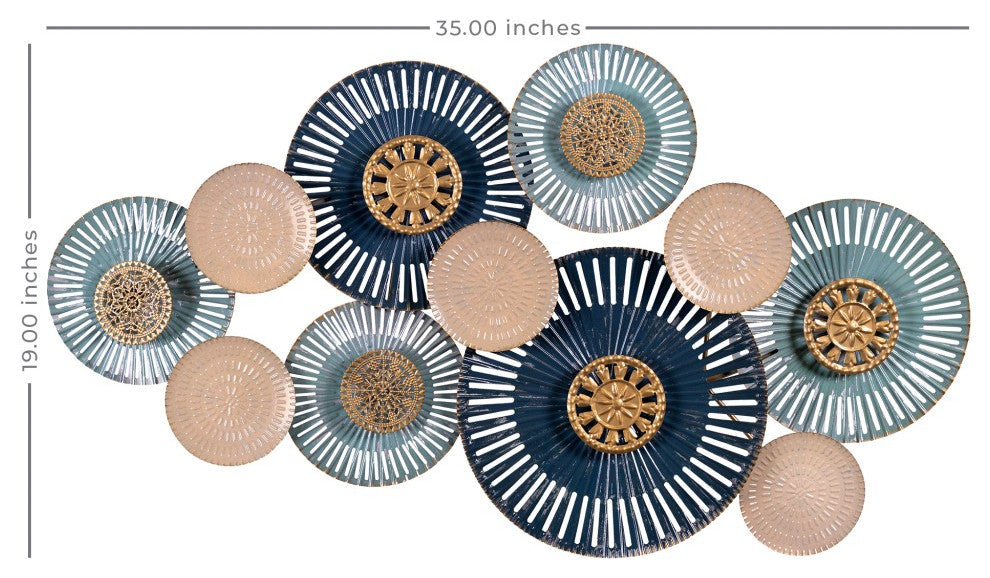 Layered Embellished Metal Plate Wall Decor