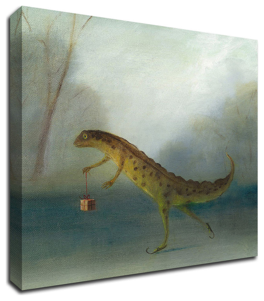 "The Yuletide Newt" by DD McInnes, Print on Canvas, 14"x14"