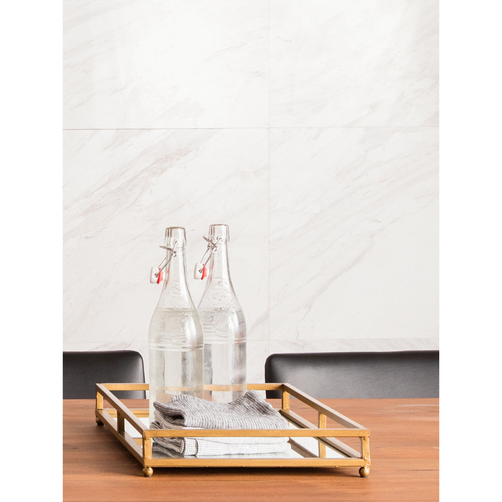 Art Deco Grid Tray Rectangle Set of 2 - Gold