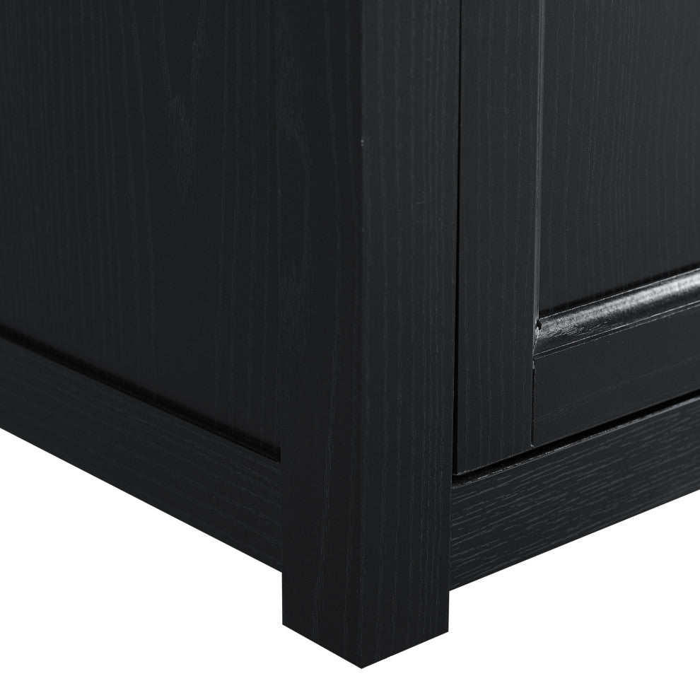 Camden 48" Corner TV Stand With Fireplace, Black