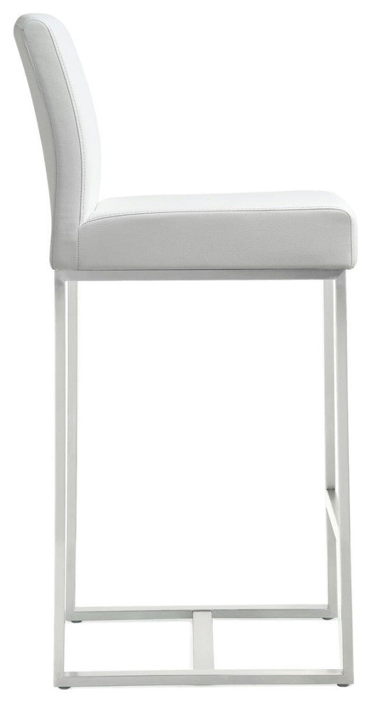 TOV Furniture Denmark White Stainless Steel Counter Stool (Set of 2)