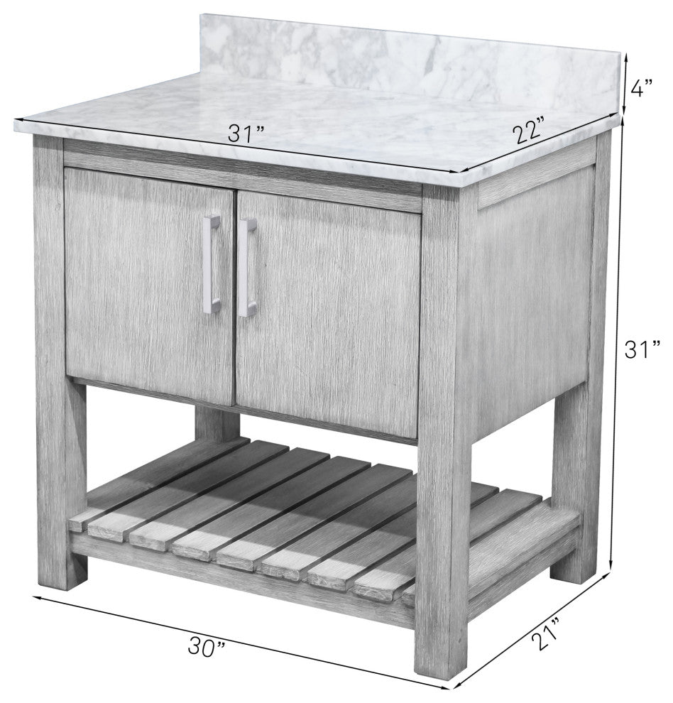 31-inch Bathroom Vanity Backsplash in Carrara White Marble