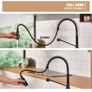 Kitchen Sink Faucet 1.8 GPM with Pull Down and 3 Models Sprayer Single Handle, Matte Black