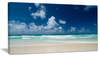 "Bright Blue Sky on Winter Day" Seashore Canvas Print, 32"x16"