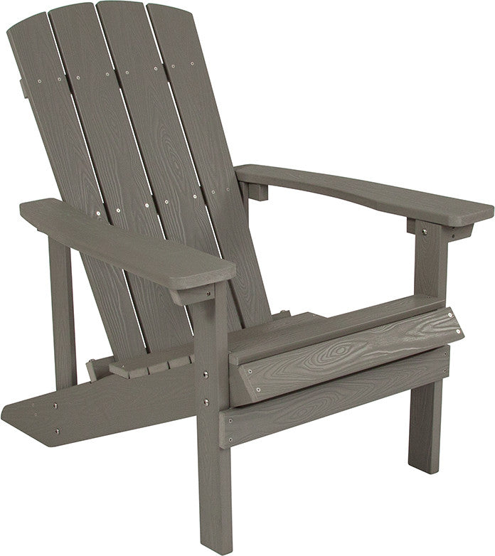 Charlestown All-Weather Poly Resin Wood Adirondack Chair in Gray