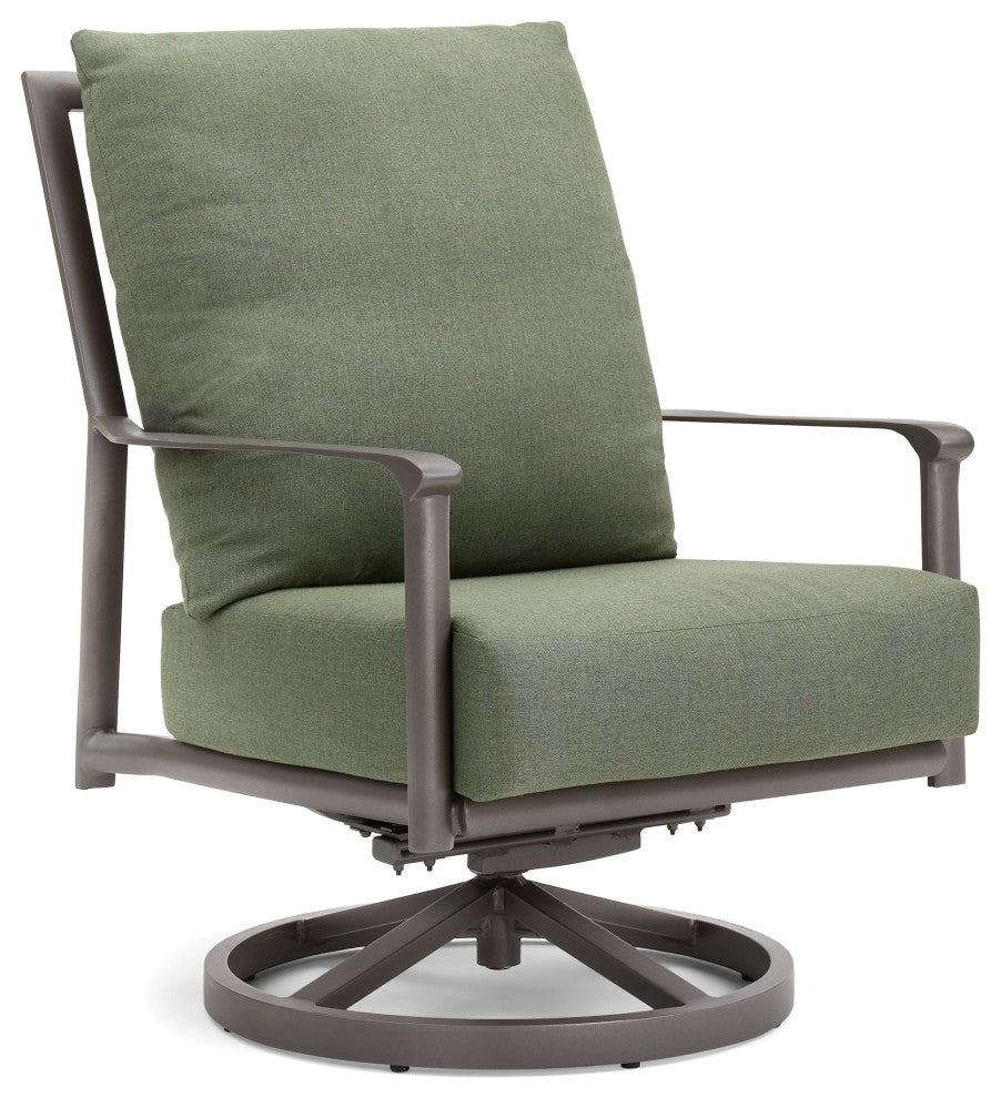Aspen Cushion Outdoor Resort-Grade High Back Swivel Rocker Lounge Chair, Brown