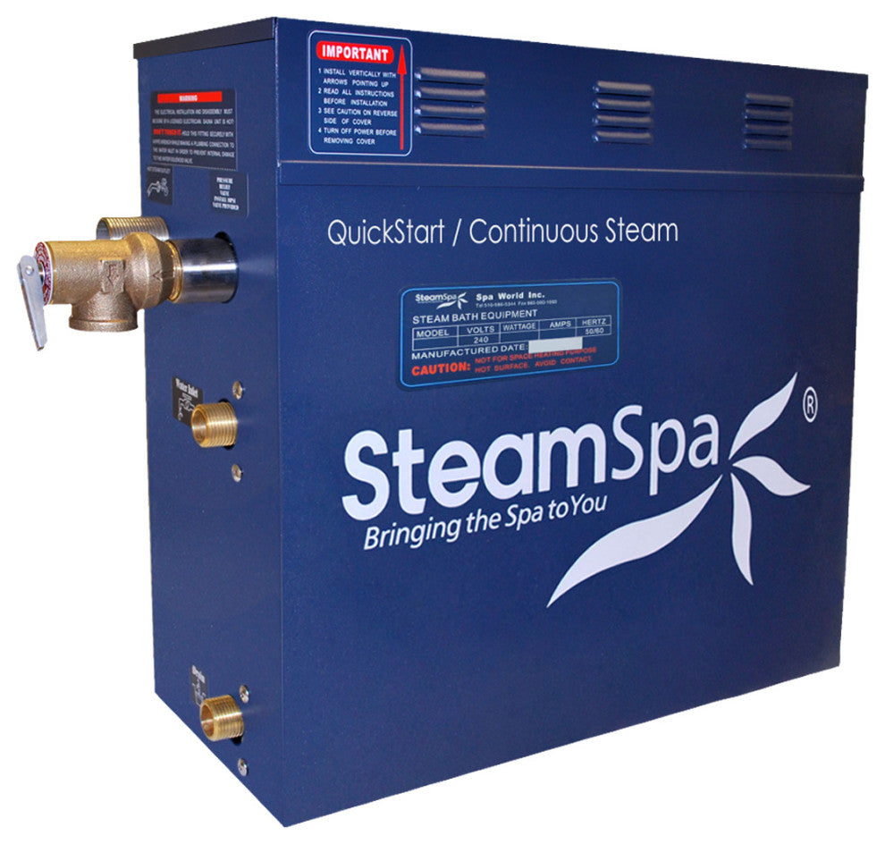 6 Kw Steam Bath Generator Package With Built-In Auto Drain, Matte Black