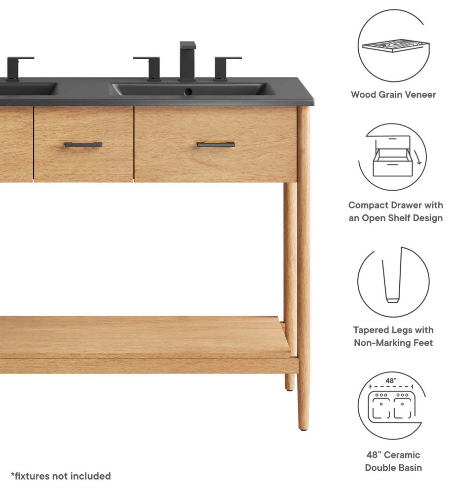 Zaire 48" Double Sink Bathroom Vanity - Natural Black
