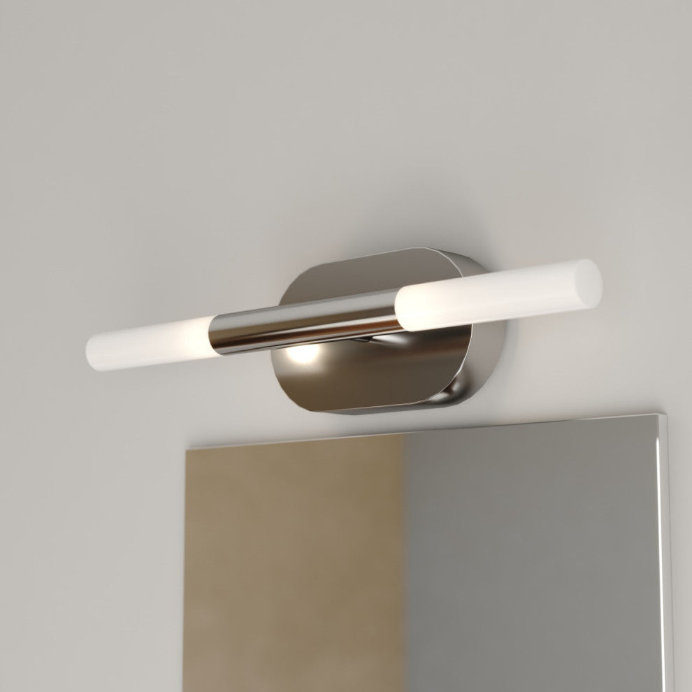 Fulton 2 Light Integrated LED Bathroom Vanity Fixture White Shade, Chrome