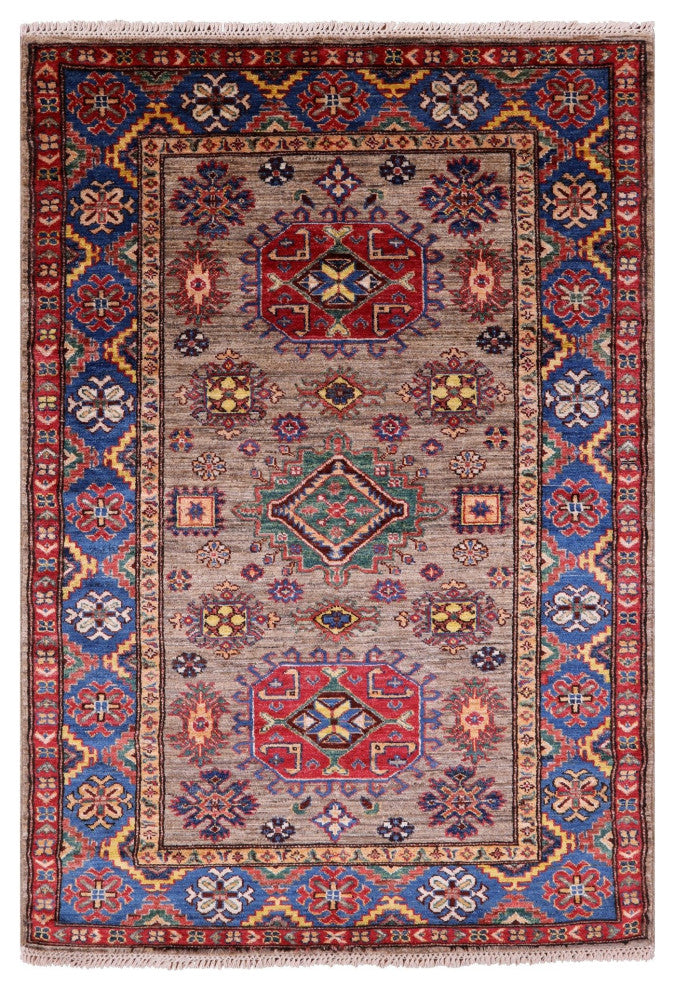 3' 11" X 5' 9" Super Kazak Handmade Wool Rug Q7803