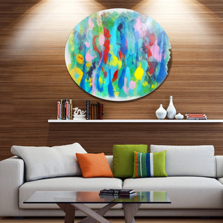 Hand-Drawn Multi-Color Floral Pattern, Abstract Round Artwork, 23"