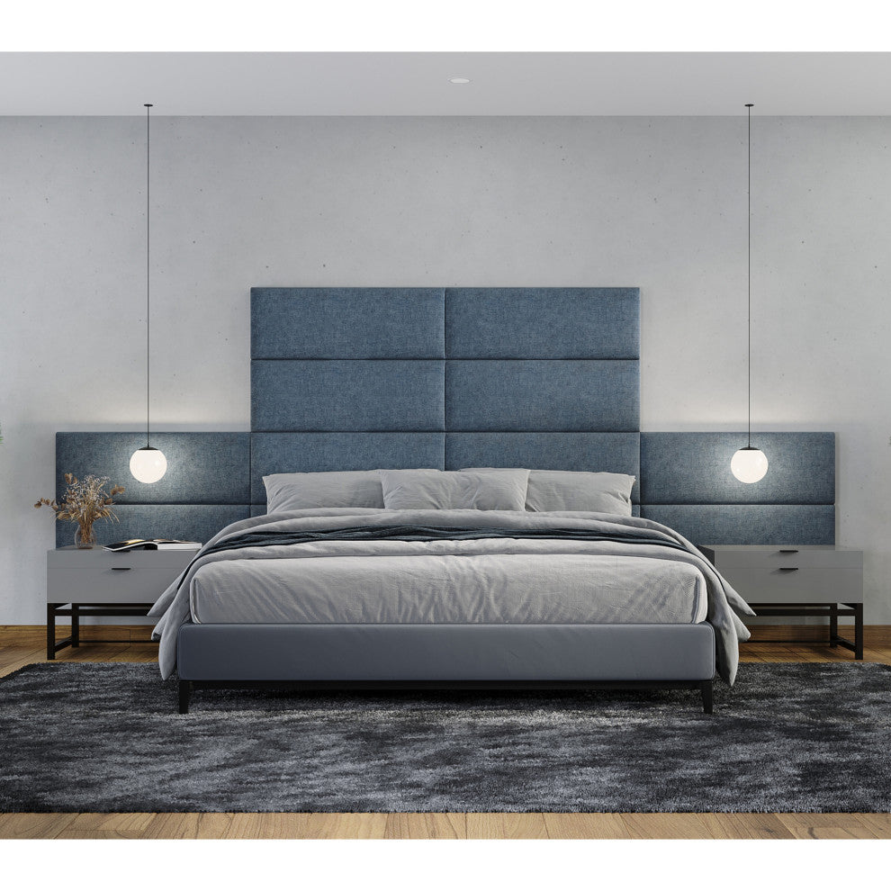 Jaxx Panelist Modern Padded Headboard, Set of 4 Panels, Queen, Mouse Grey