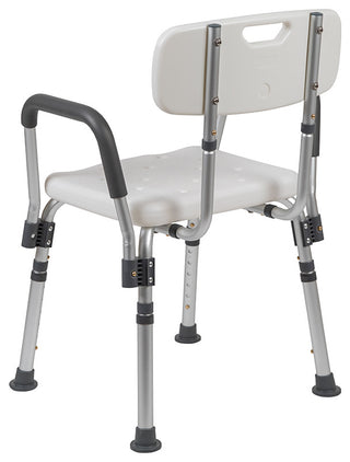 300LB Capacity Adjustable Bath/Shower Chair, Quick Release Back and Arms, White