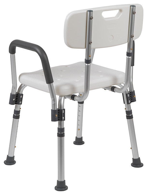 300LB Capacity Adjustable Bath/Shower Chair, Quick Release Back and Arms, White