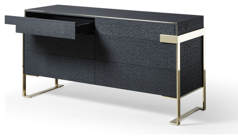 Modrest Athena and Rothsay Modern Grey Fabric, Wenge, Gold Bedroom Set