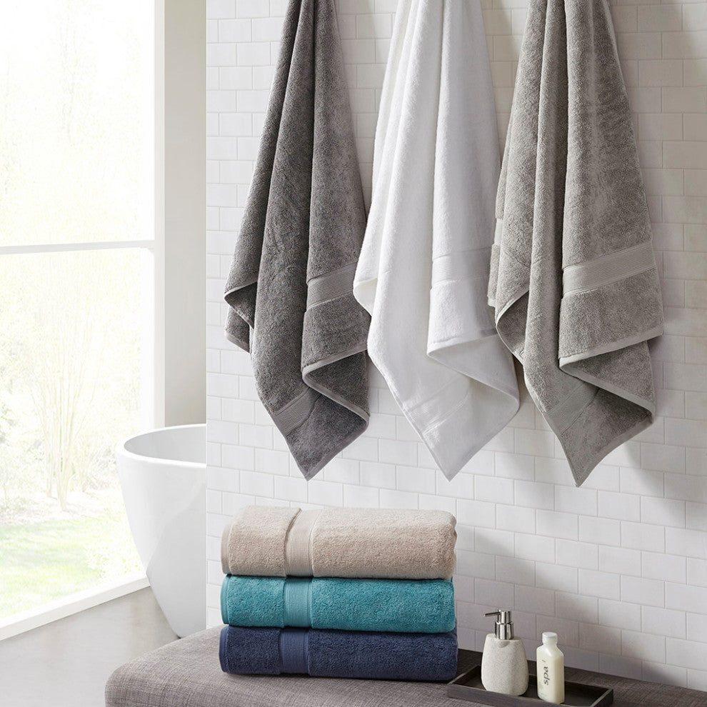 Madison Park Signature 800gsm 2-Piece Oversized Bath Sheet Towel Set, Light Grey