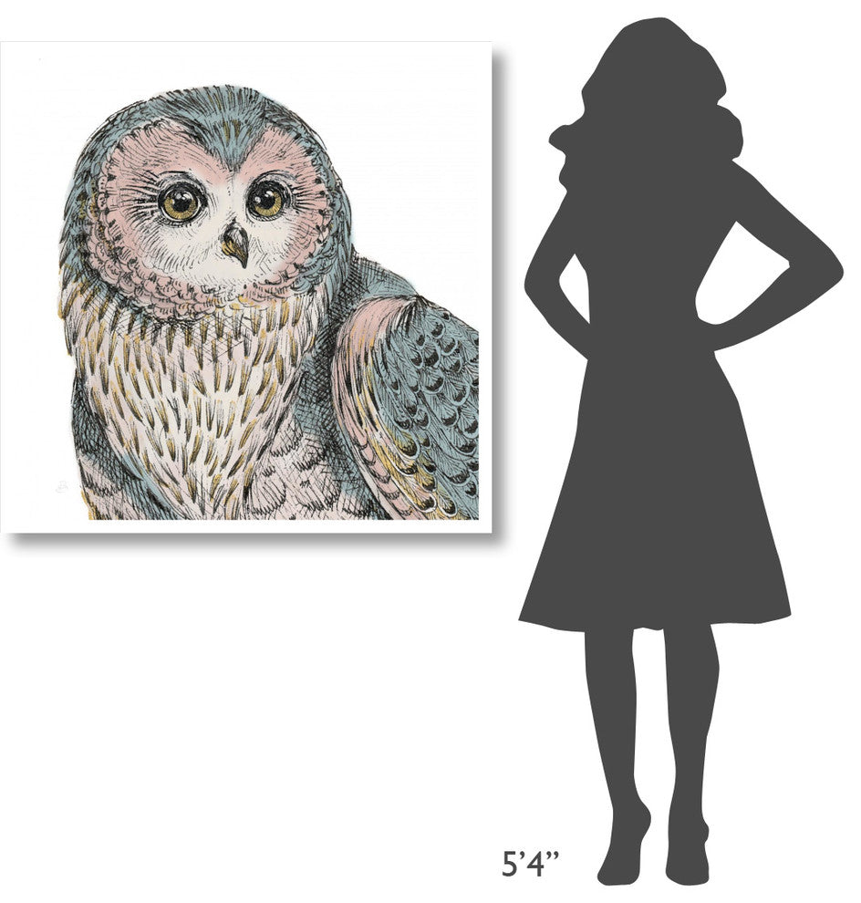 "Beautiful Owls IV Pastel Crop" Paper Print by Daphne Brissonnet, 38"x38"