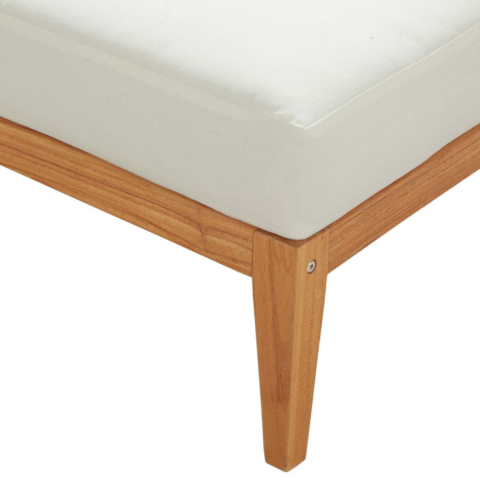Outdoor Patio Lounge Sofa, Chair and Coffee Table Set, Wood, Natural White