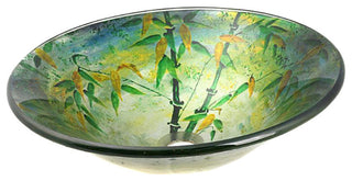 Tempered Glass, Round, 100% Hand-Painted, 0.6" Thick, 17" Diameter, 5.5"
