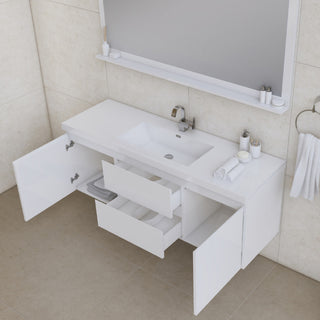 Paterno 60" Single Wall Mounted Bathroom Vanity With Sink, White