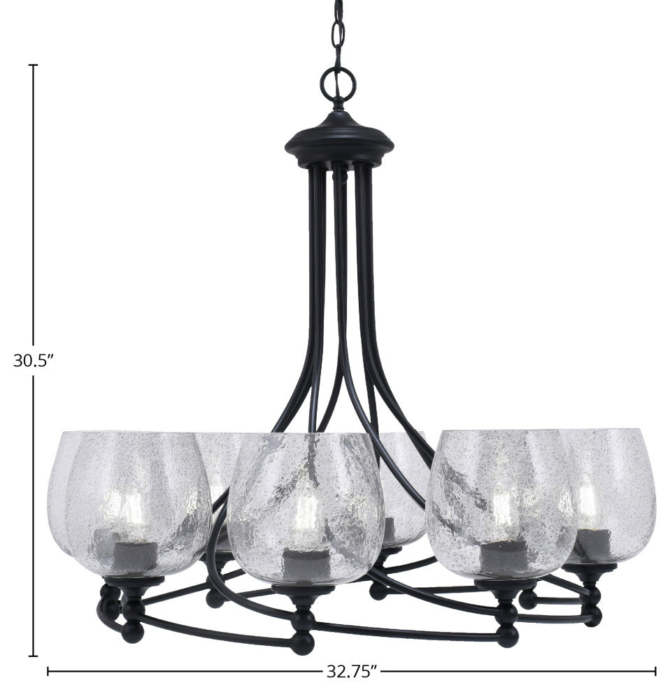 Capri 8-Light Chandelier, Matte Black/Smoke Bubble