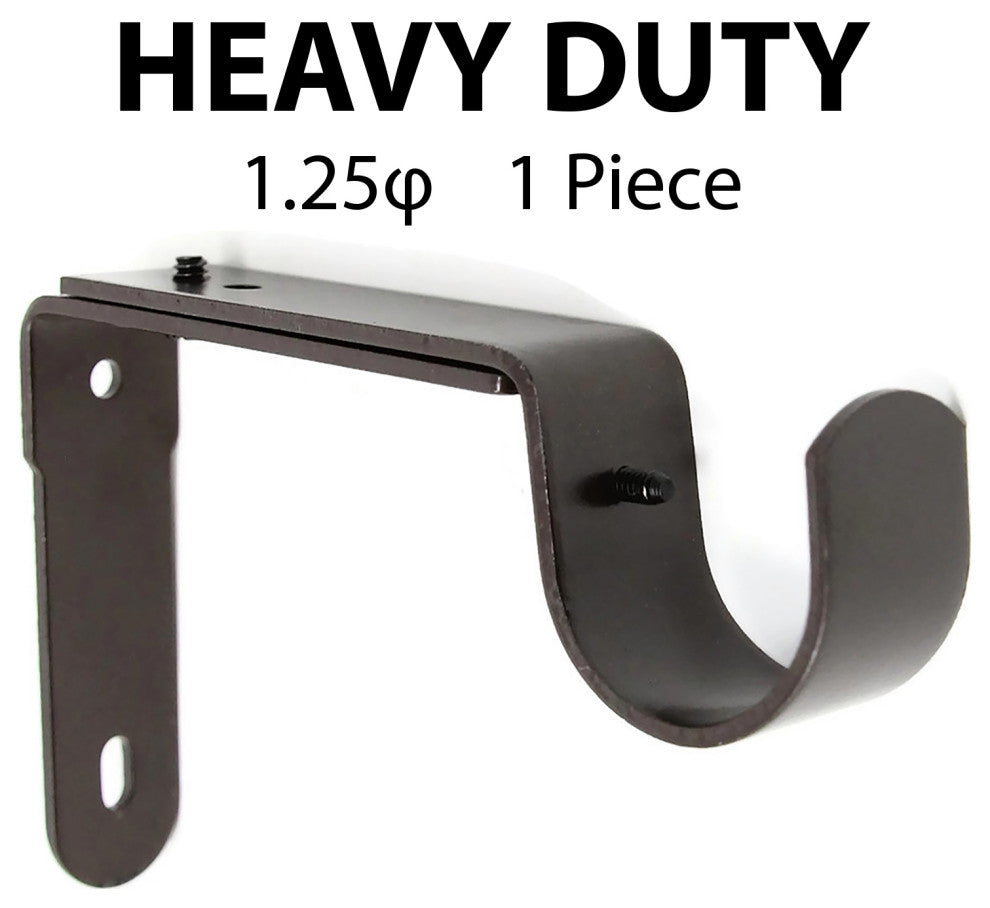 Curtain Rod Bracket, Adjustable, Fits 1 1/4" Rod, Set of 2, Bronze, Single