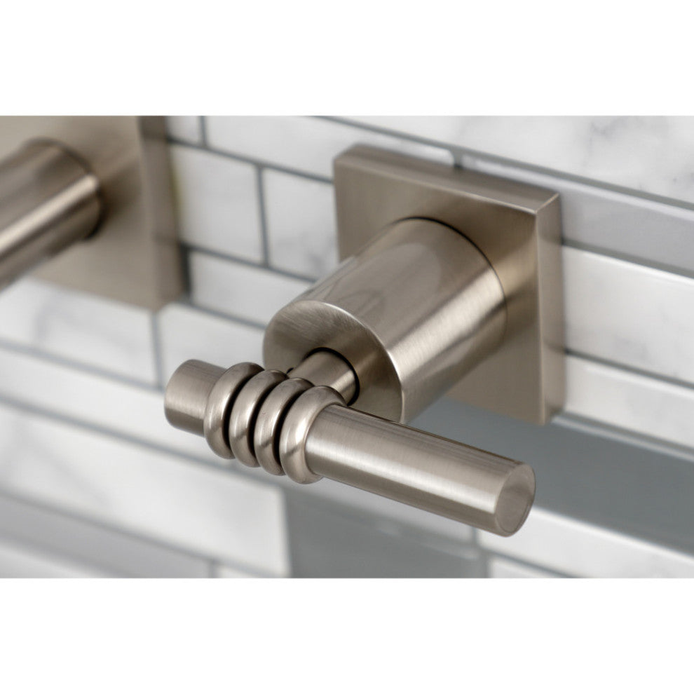 Kingston Brass KS6128ML Two-Handle Wall Mount Bathroom Faucet, Brushed Nickel