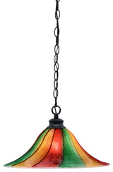 Chain 1-Light Chain Hung Pendant, Matte Black/Mardi Gras