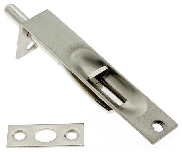 Genuine Solid Brass 4" Flush Bolt With Square End, Satin Nickel