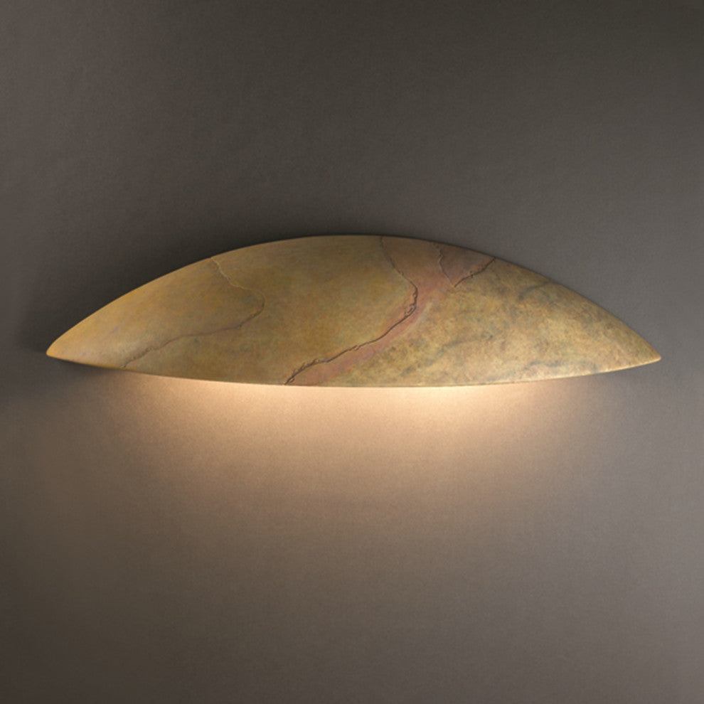 Ambiance Outdoor Ceramic Sliver Downlight Wall Sconce, Harvest Yellow Slate, LED