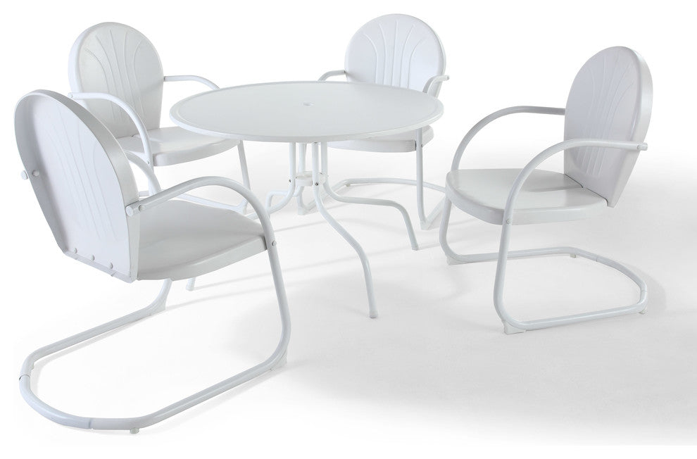 Griffith Metal 40" 5-Piece Outdoor Dining Set, White