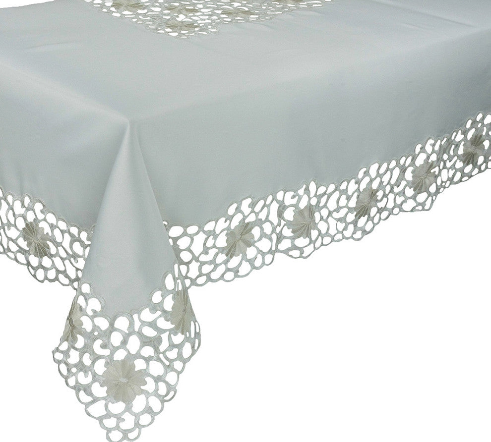 Daisy Splendor Tablecloth, 70"x108", Ivory