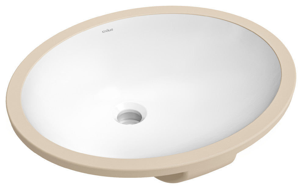KRAUS Elavo 19.25 in. Oval Porcelain Ceramic Undermount Bathroom Sink