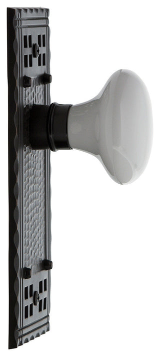 Craftsman Plate Double Dummy Door Knob, White