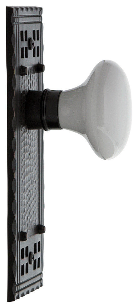 Craftsman Plate Double Dummy Door Knob, White