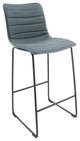 LeisureMod BS29BU Brooklyn 29.9" Leather Bar Stool With Blue Iron Base&Footrest