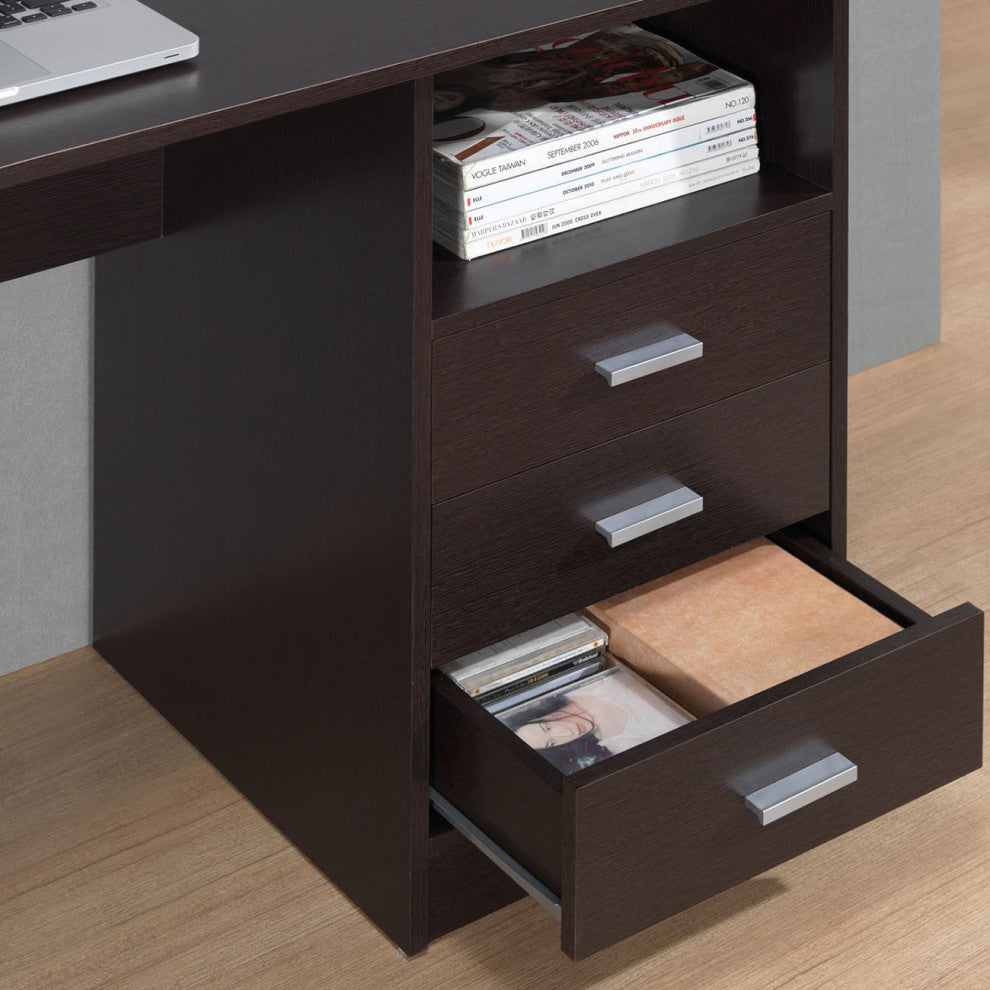 Techni Mobili Classy Computer Desk with 3 Drawers in Espresso