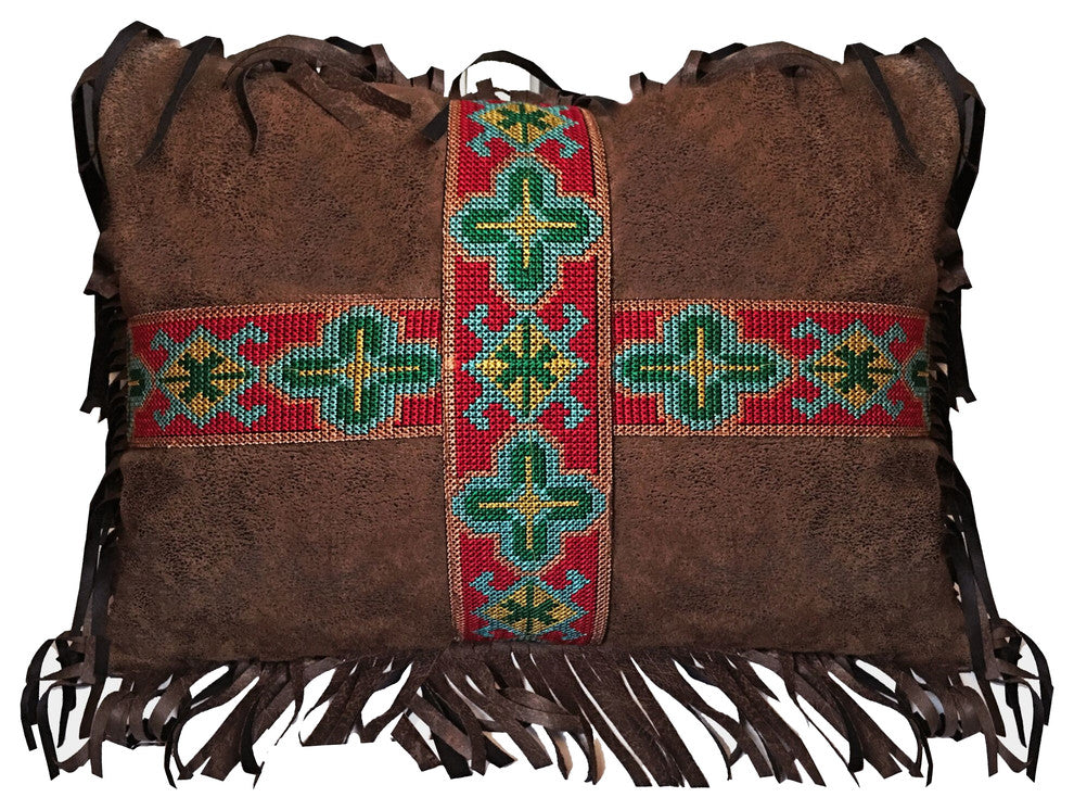 Embroidered Band Cross Pillow
