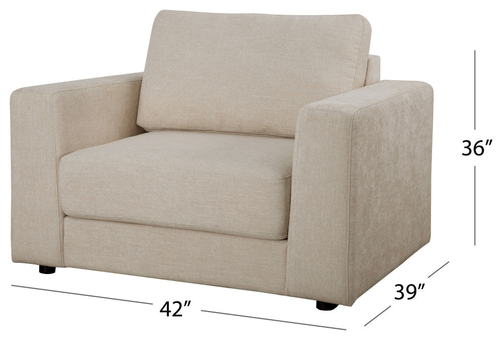 Elizabeth Stain-Resistant Fabric Oversized Armchair and Ottoman Set, Light Grey